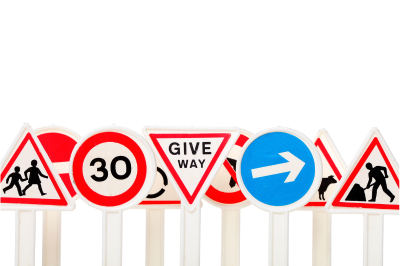 7 tips for teaching road safety to children 2 a collection of Uk road signs