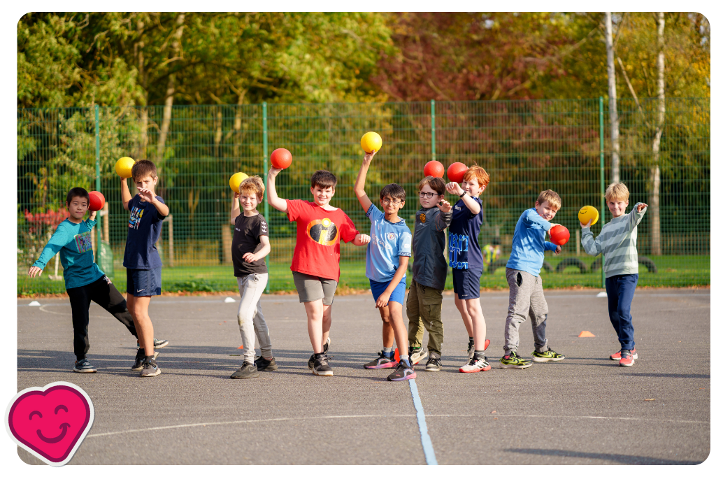 Children playing dodgeball at a sports-specific club